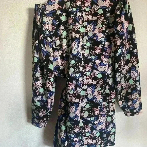 ASOS  Floral Print Long Sleeves Tie Front Wrap Blazer Cutout Dress, Size 10 - Picture 10 of 13